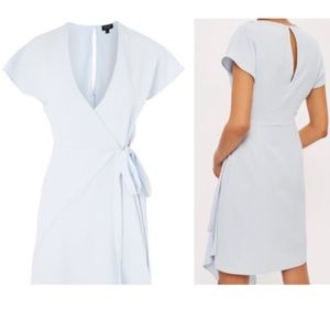 Topshop Light Baby Blue Wrap Cocktail Dress Size 6
